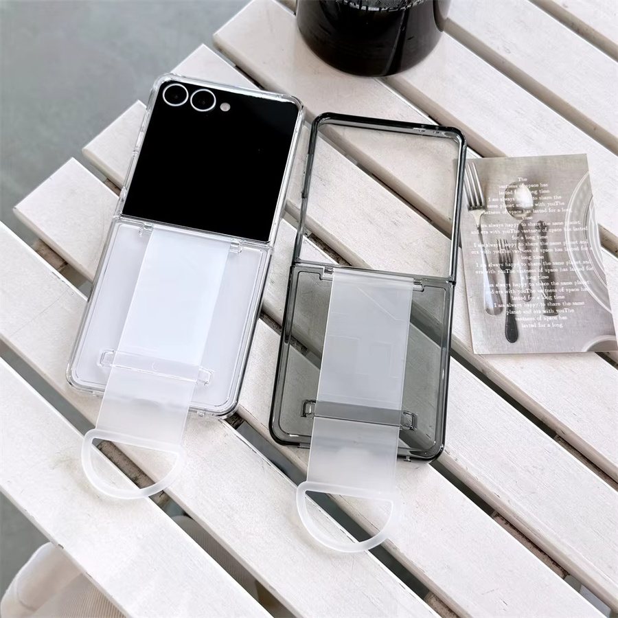 Transparente Handyhülle mit elastischem Handschlaufe für Samsung Galaxy Z Flip7, Z Flip6, Z Flip 5 und Z Flip7 FE mit schützender harter Rückseite - Bild 3