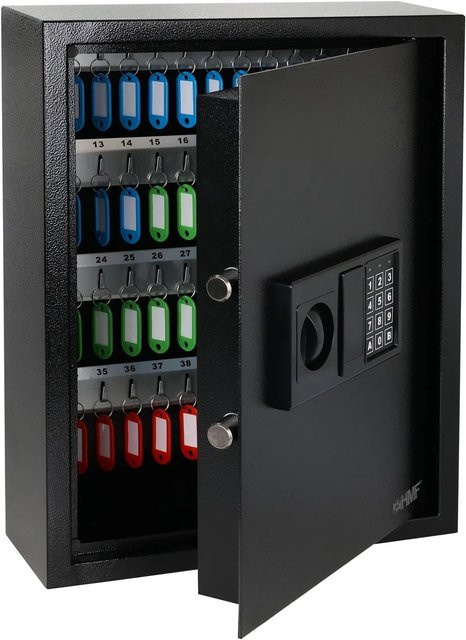 HMF 2071-02 Schlüsseltresor mit Elektronikschloss und 71 Haken, Schwarz, B/T/H: 46 x 36 x 12 cm - Bild 1