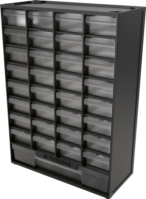 PARKSIDE Kleinteilemagazin mit 33 Fächern, transparent/schwarz, wandmontiert - Bild 1