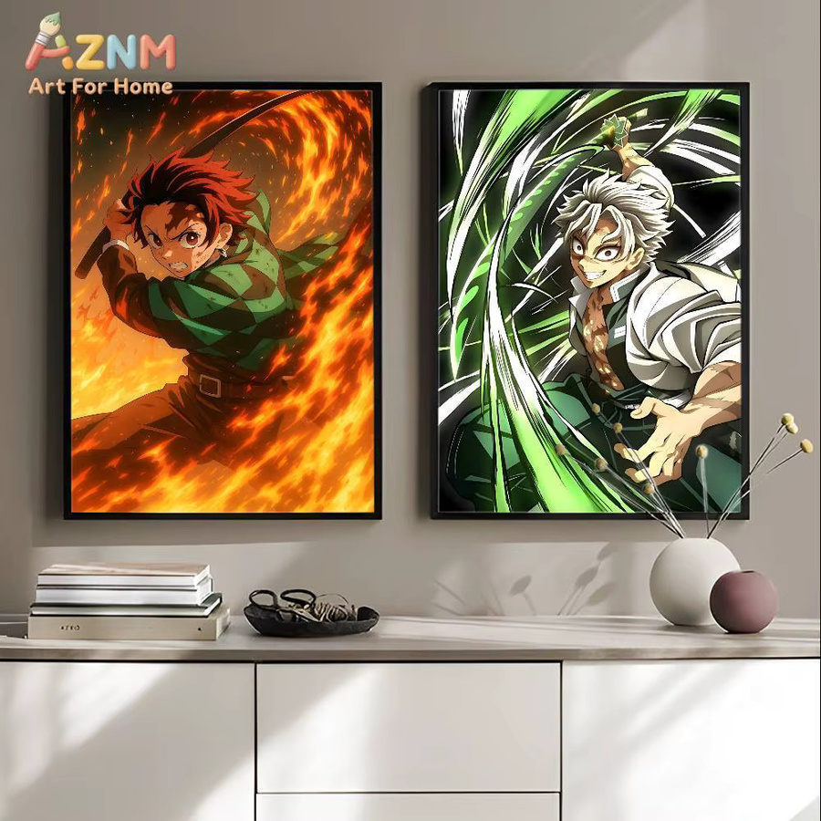 AZNM Demon Slayer Hashira & Tanjiro Anime-Leinwandgemälde, Wandkunst Poster in Mehrfarbig - Bild 3