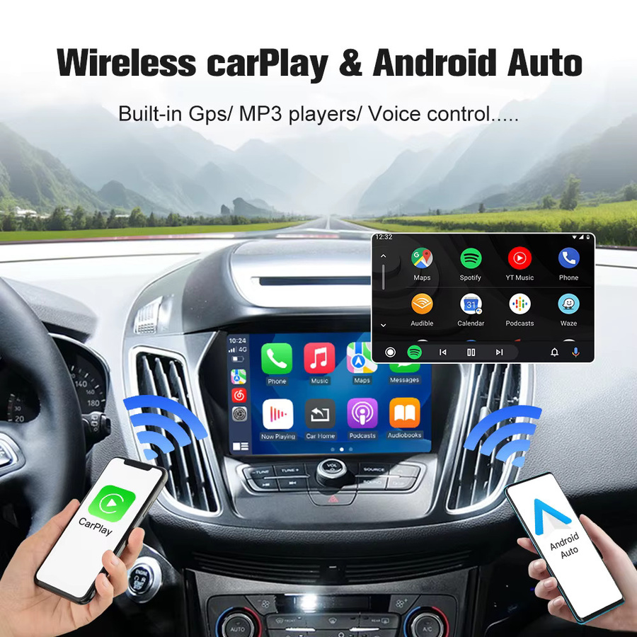 AUTOABC Kabelloser CarPlay und Android Auto Decoder Box mit Bluetooth für Ford Sync2 (2011-2016) Explorer, Focus, Fiesta, C-Max, Edge, F150, Fusion, Taurus in Schwarz - Bild 2
