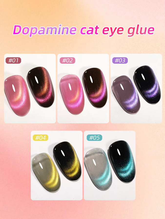 XEIJAYI Katzenauge-Gel-Nagellack-Set, 5 Farben, Schimmernd - Bild 3
