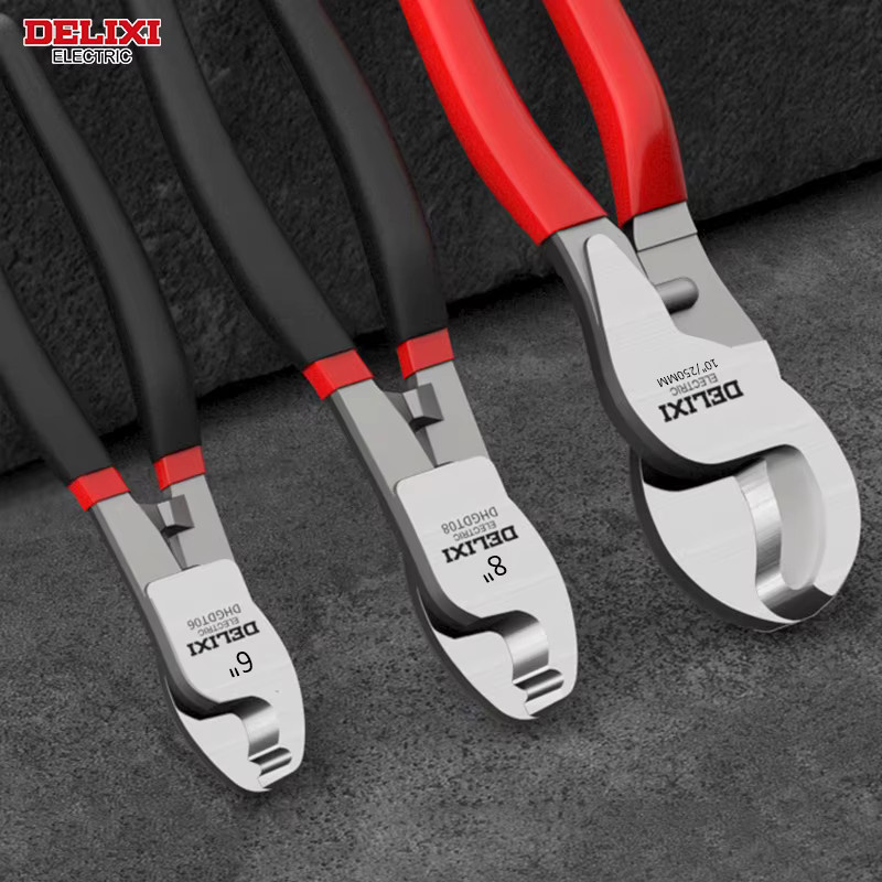 DELIXI ELECTRIC Kabelschneider und Abisolierzange aus Chrom-Vanadium-Stahl in Rot - Bild 4