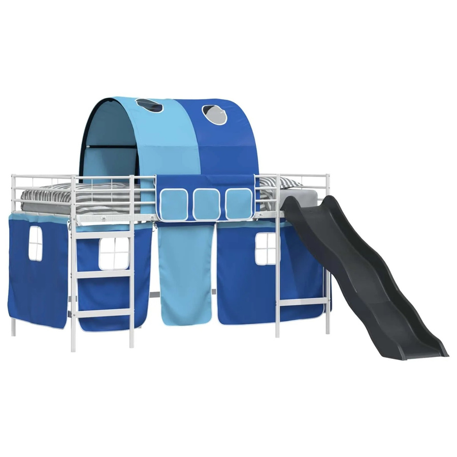 vidaXL Kinder-Etagenbett aus Metall in Weiß und Blau mit Hausrahmen im modernen Design, B/T/H: 205 x 90 x 116 cm - Bild 2