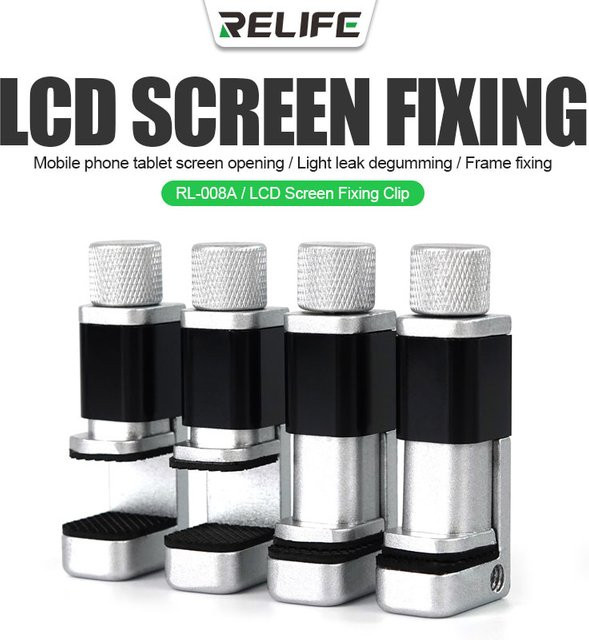 RELIFE RL-008A Einstellbares Clip-Set aus Legierung in Silber für die Befestigung von LCD-Bildschirmen und Telefonen, 4 Stück - Bild 1