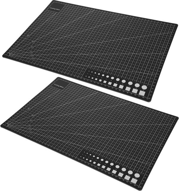 2er-Set GoolRC Schneidematten A3 in Schwarz und Grau aus Gummi mit Skalenbrett für Papier, Stempel und Gravur - Bild 1