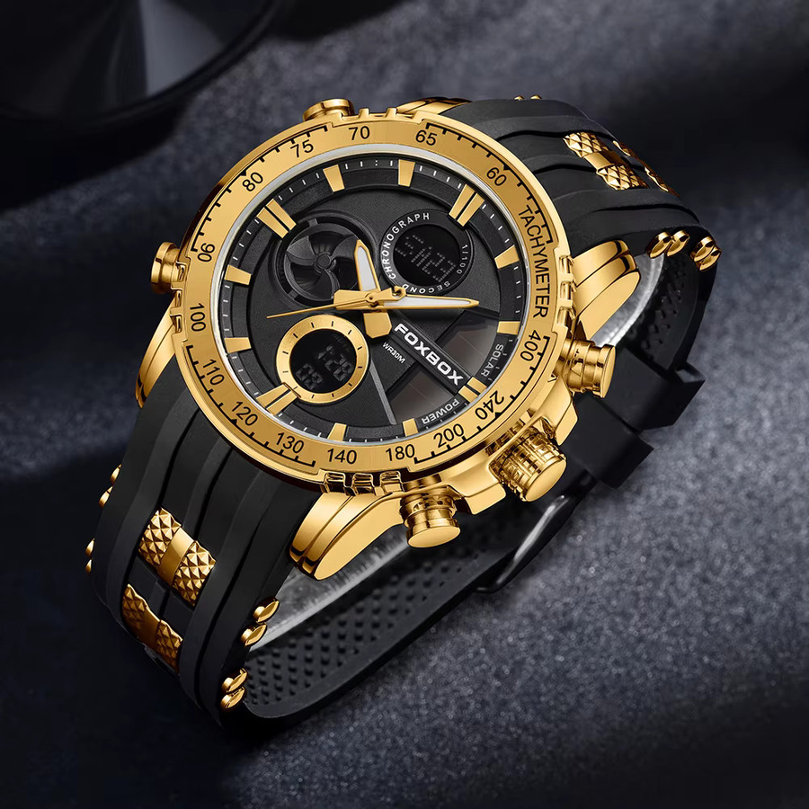FOXBOX Armbanduhr, Digitaluhr, Quarz, Silikon, Schwarz, Herren - Bild 3
