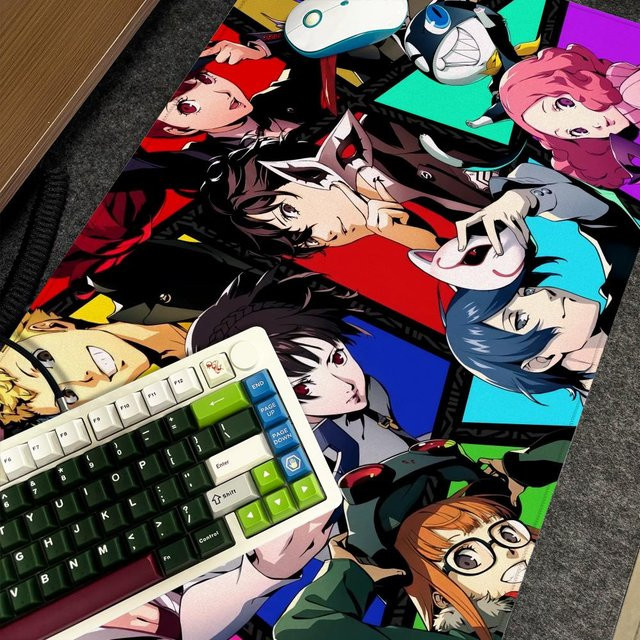 P-PersonaS 5 Spiel-Mauspad XXL in Schwarz und Multicolour, rutschfeste Gamer-Schreibtischunterlage mit Kunstdesign, B/T: 90 x 40 cm - Bild 1