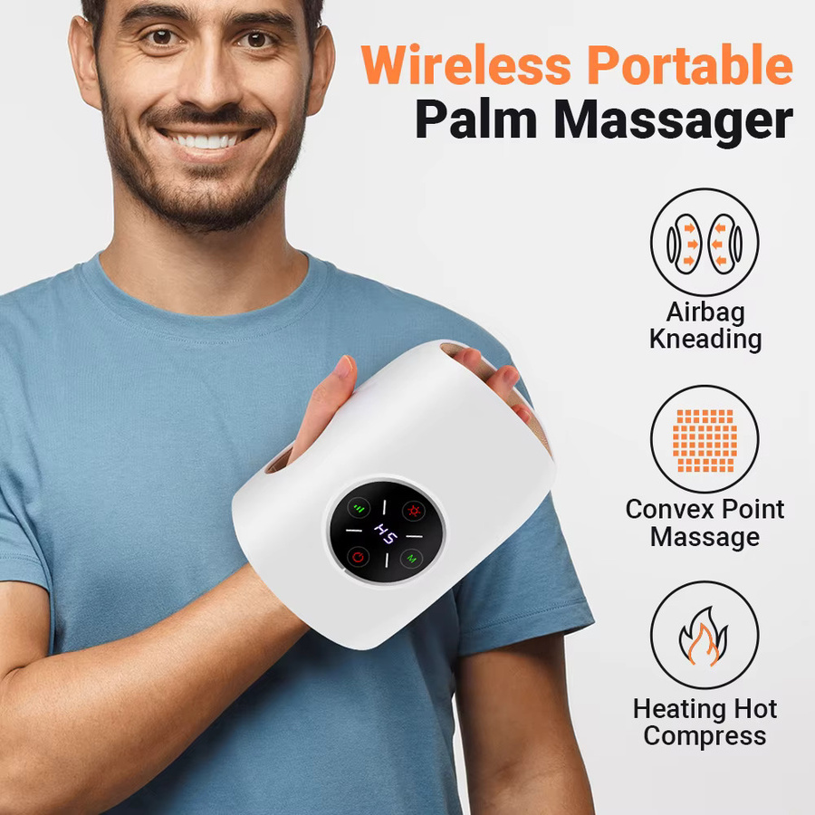 Hailicare Handmassagegerät mit Wärme und Luftkompression in Weiß, 4 Luftkissen, 3 Massagemodi und 5 Druckstufen mit LCD-Display - Bild 2