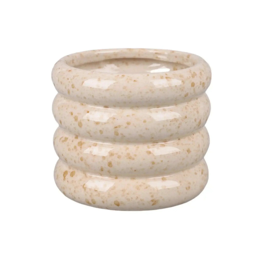House of Nature Keramiktopf Crossfield beige mit Punktdesign Höhe: 13 cm, Breite: 11 cm, Tiefe: 11 cm - Bild 1