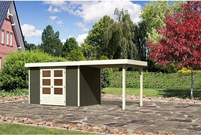 Karibu Holz-Gartenhaus Raala mit Pultdach in Terragrau, B: 298 cm, T: 213 cm, H: 211 cm - Bild 1