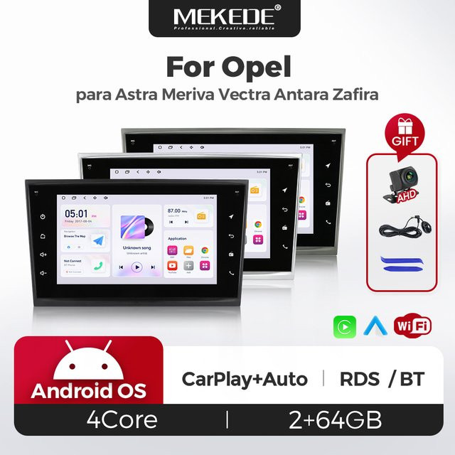 MEKEDE 2-DIN Android 15 Autoradio mit 7 Zoll Display, 64G Speicher, 4G, Wireless Carplay, GPS und Bluetooth für Opel Astra H G J, Zafira B, Corsa C D, Antara, Vectra und Vivaro in Schwarz - Bild 1
