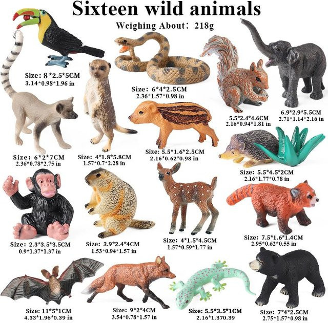 Oenux Wildtiere Wald Actionfiguren 16-teiliges Set ab 3-6 Jahren - Bild 1
