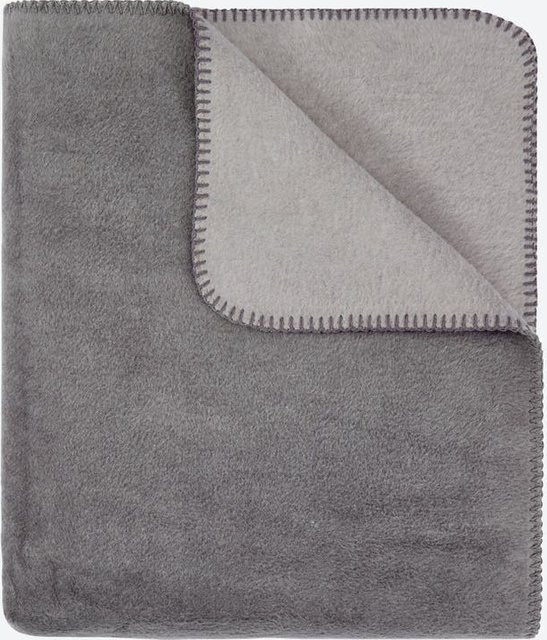 Moderne Wohndecke mit Wende-Design in Grau, B/B: 150 x 200 cm, aus Baumwolle und Fleece - Bild 1