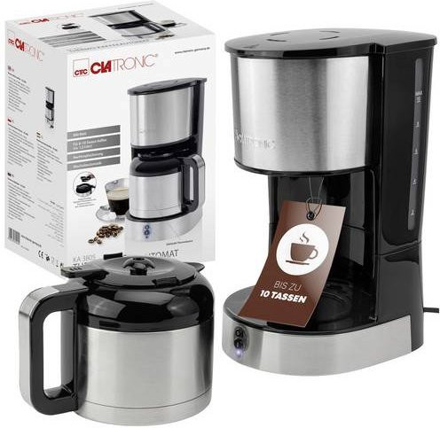 Clatronic Filter-Kaffeemaschine KA 3805 in Schwarz/Edelstahl mit Thermokanne und Abschaltautomatik - Bild 1