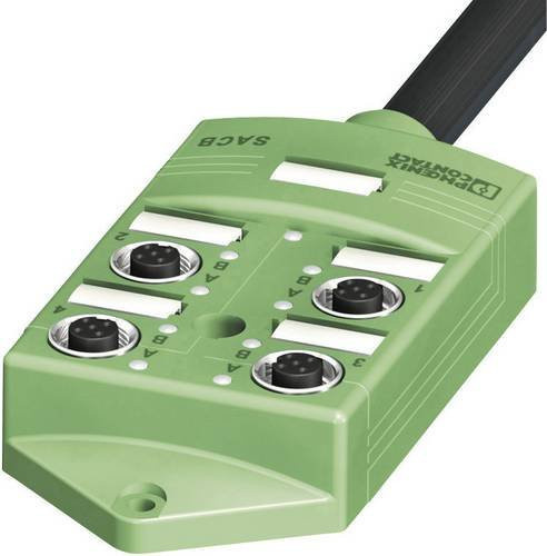 Phoenix Contact SACB-4/ 4-L- 5,0PUR SCO 1517084 Sensor/Aktorbox passiv M12-Verteiler mit Metallgewinde in Schwarz und Grün - Bild 1