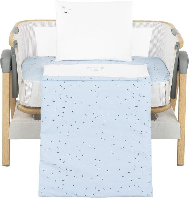 Kikkaboo Babybettwäsche Set Bear with me 3-teilig blau mit Decke und Kissen, Decke B: 85 cm, T: 55 cm, Kissen B: 45 cm, T: 35 cm - Bild 1