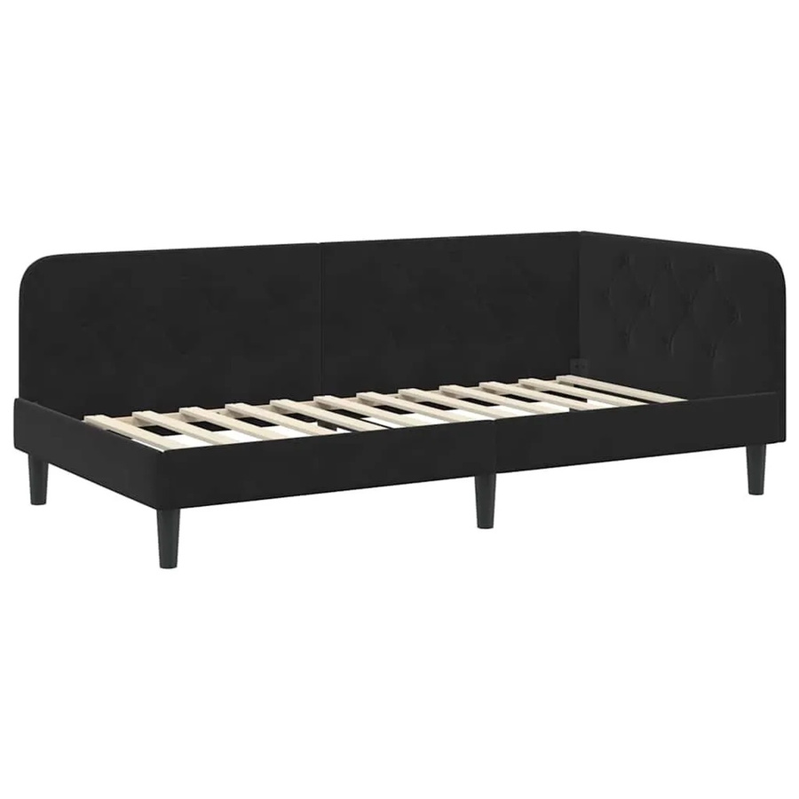 vidaXL Eckbettgestell mit Kopfteil in Schwarz aus Samt, B/T/H: 140 x 194 x 94 cm - Bild 2