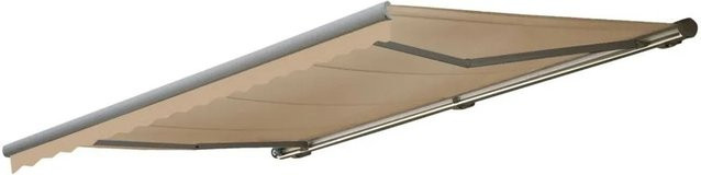 MCW Kassetten-Markise H122 mit Volant in Creme Grau, Breite: 4 m, Ausladung: 3 m, Material: Polyester - Bild 1