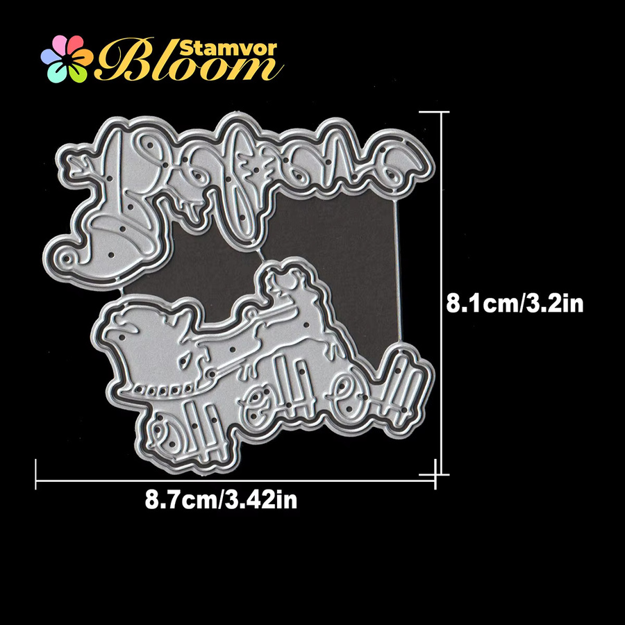 Metall Stanzformen für Scrapbooking mit den Weihnachts-Schriftzügen GLAUBE und HO HO HO in Silber - Bild 2