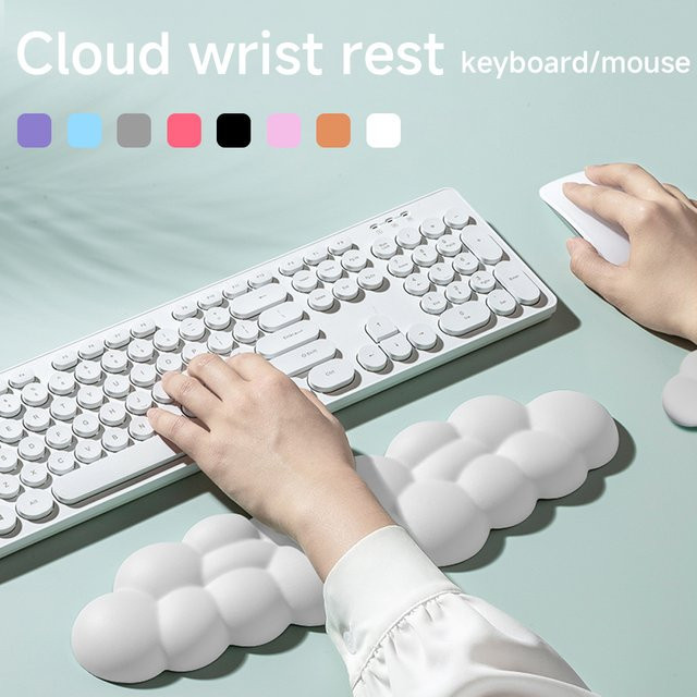 Ergonomisches qukam Mauspad mit Handgelenkauflage und Tastatur-Unterlage in Weiß - Bild 1