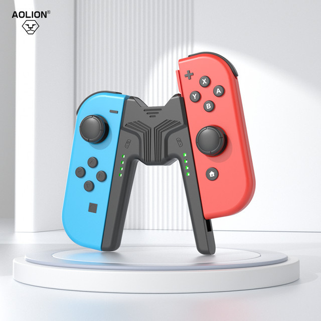 Aolion Tragbare Ladestation für Nintendo Switch und Nintendo Switch OLED mit Joy-con Controller Ladehalterung in Weiß und Multicolour - Bild 1