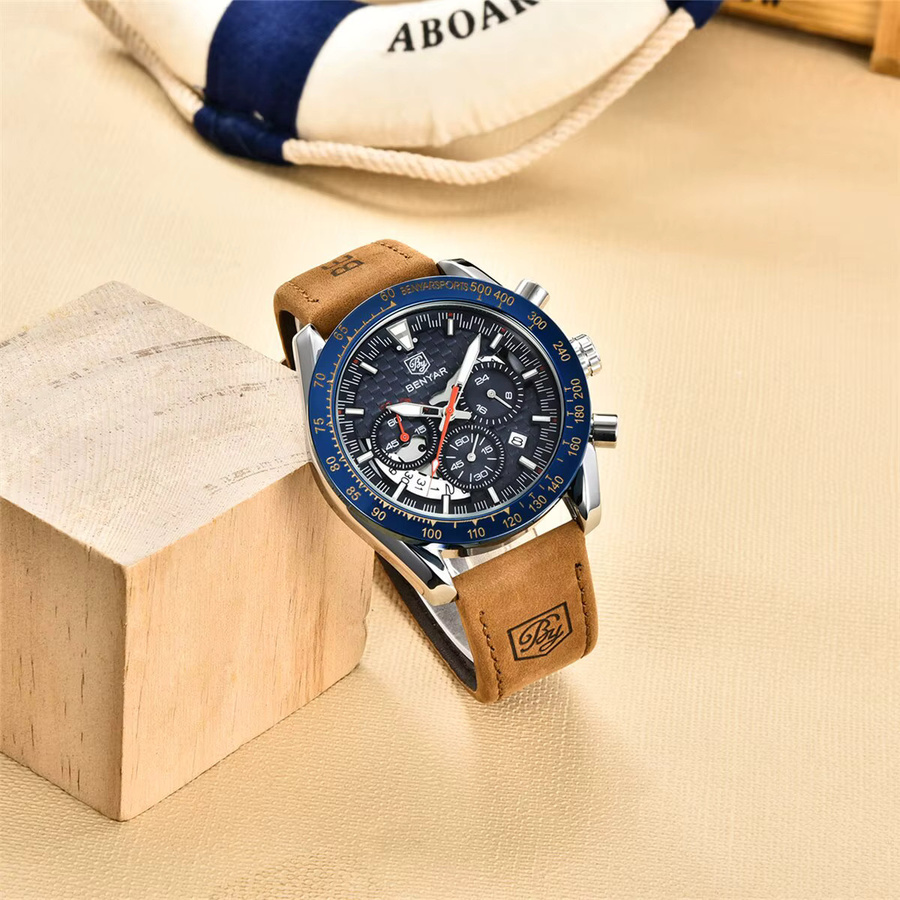 Benyar Chronograph, Quarz, Leder, Herren - Bild 3