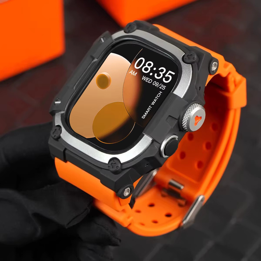 CAOWTAN Silikonarmband mit Metall-Abdeckung und Hülle für Apple Watch Ultra 49mm - Bild 5