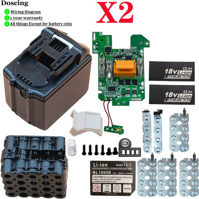 BMS PCB Board mit LED-Ladeanzeige für 20 x INR18650 Batterien, passend für 18V Makita LXT400 BL1860 BL1890 BL18120 DIY Li-Ion Akku-Gehäuse - Bild 1