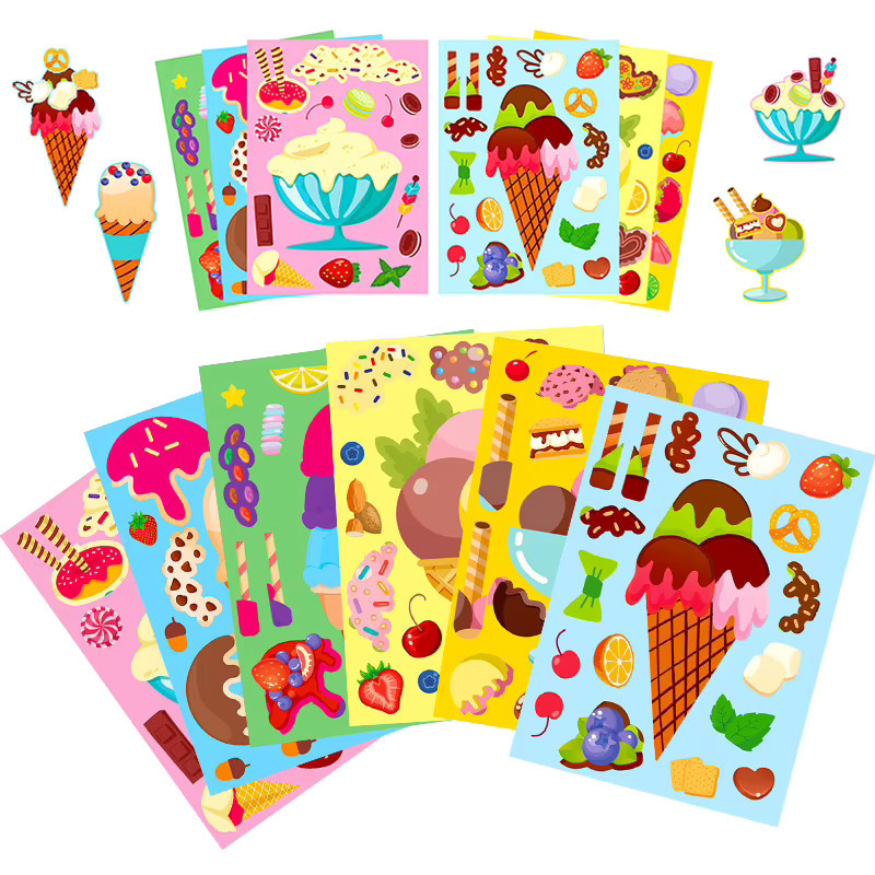 ZYF DIY Bastelset mit 6 Blatt Motiv-Aufklebern für Scrapbooking in verschiedenen Designs wie Eis, Meerestiere und Fahrzeuge, Mehrfarbig - Bild 2