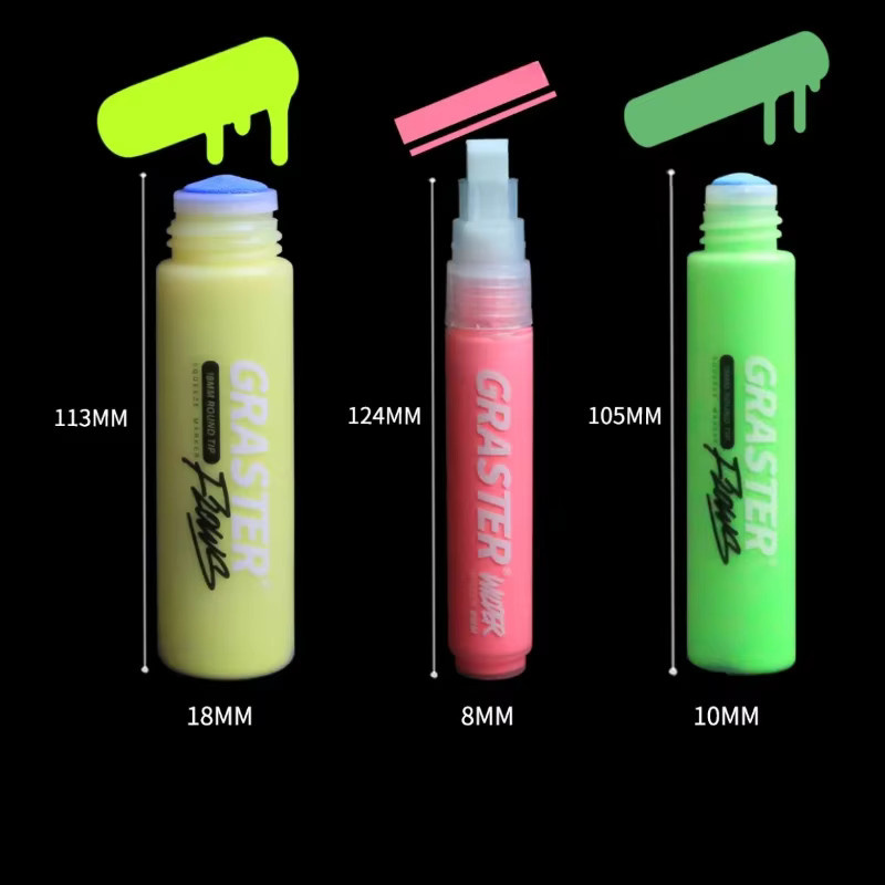 5-farbiger fluoreszierender Acryl-Pigment-Marker Set für Graffiti und Markierungen auf Metall, Kunststoff, Papier und Stoff, nachfüllbar, Orange - Bild 2