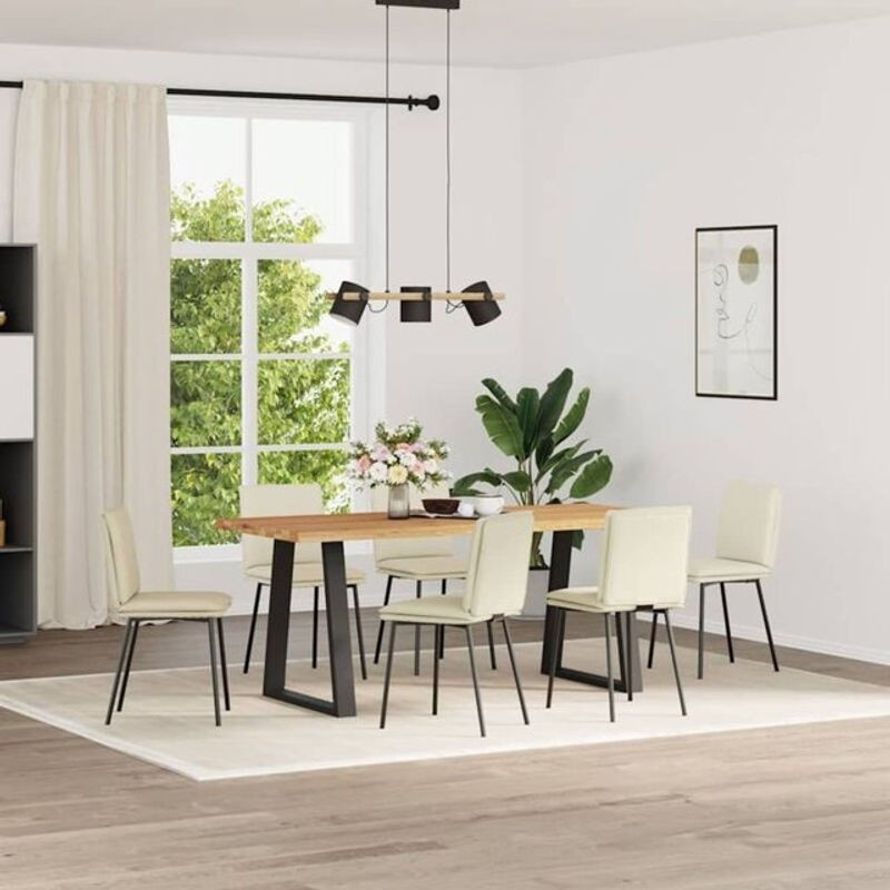 Vidaxl Esszimmerstühle 6er Set Modern in Beige aus Samt - Bild 1