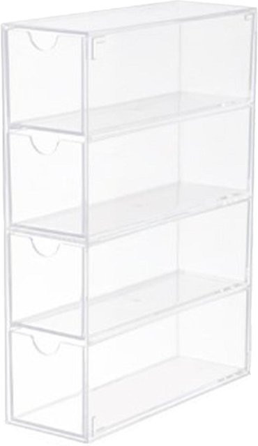 OutsideWorld Brillen Aufbewahrungs Organizer Box aus Acryl mit 4 Schubladen, transparent/weiß, stapelbarer Sonnenbrillen Ausstellungsständer - Bild 1