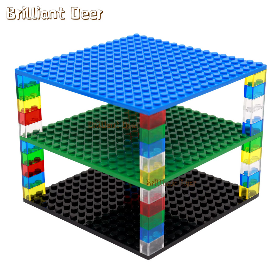 Brilliant Deer 4er-Set Doppelseitige Grundplatten für Bausteine, 16 x 16 Punkte, Blau und Bunt/Mehrfarbig - Bild 2