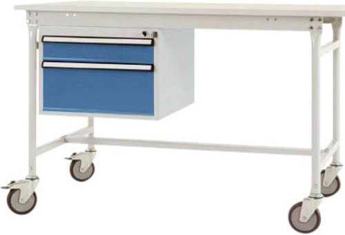 Manuflex Mobiler Gehäuse-Unterbau ZB4582.5007 mit 2 Schubfächern in Brillantblau RAL 5007 für Tischtiefe 800 mm - Bild 1