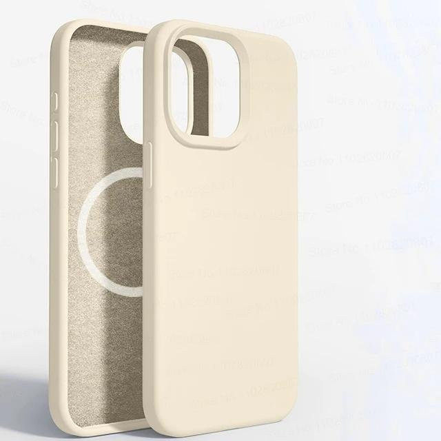 MagSafe Magnetische Flüssigsilikon Hülle für Apple iPhone 14 Plus in Beige - Bild 1