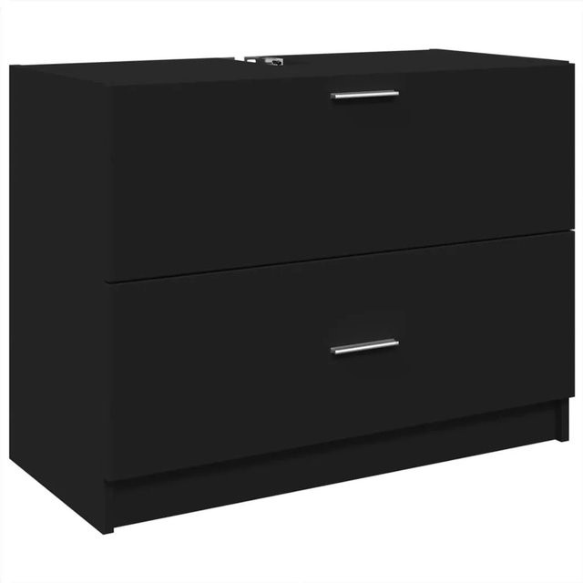 vidaXL Waschbeckenunterschrank aus Holzwerkstoff in Schwarz, B/T/H: 78 x 37 x 59 cm - Bild 1