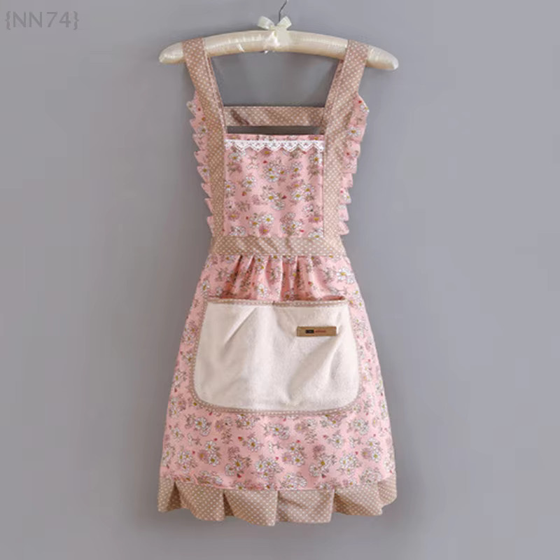JETTING Damen-Küchenschürze aus Baumwoll-Canvas mit Blumenmuster, ölbeständigem Lätzchen, Taschen und verstellbarer Taille - Bild 2