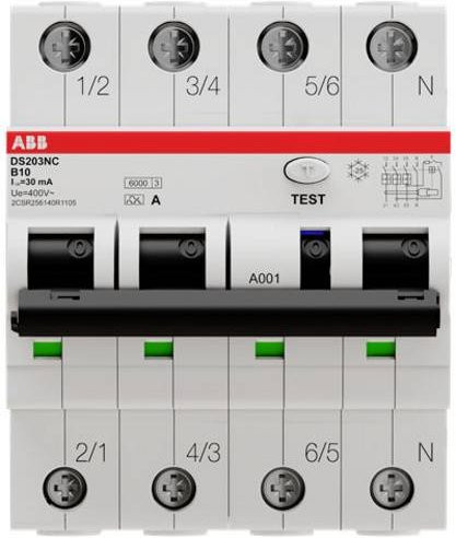 ABB RCBO FI-Schutzschalter und Leitungsschutzschalter 4polig grau - Bild 1