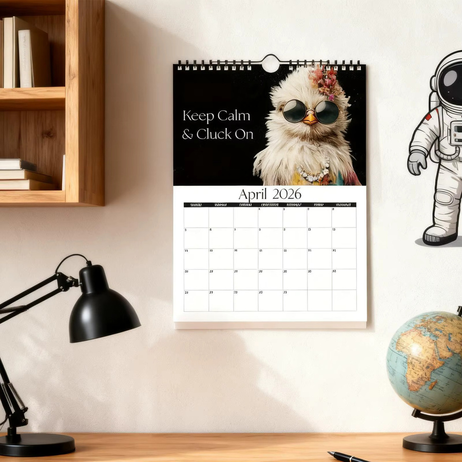 2026 Wandkalender mit Henne-Motiv im Country-House-Stil, Mehrfarbig - Bild 4