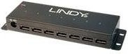 Lindy Industrial USB 2.0 Hub mit 7 USB-A Anschlüssen für den Desktop, Schwarz - Bild 1
