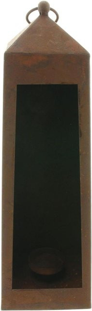 DEKOLEIDENSCHAFT Kerzenhalter Rostlaterne aus Metall in Braun mit Echtrost Finish, Höhe: 40 cm - Bild 1