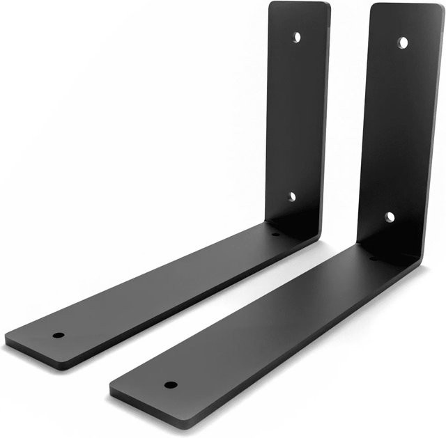 HEVVA Regalwinkel FREIBERG 2er Set Schwarz Matt aus Metall Tiefe: 20 cm - Bild 1