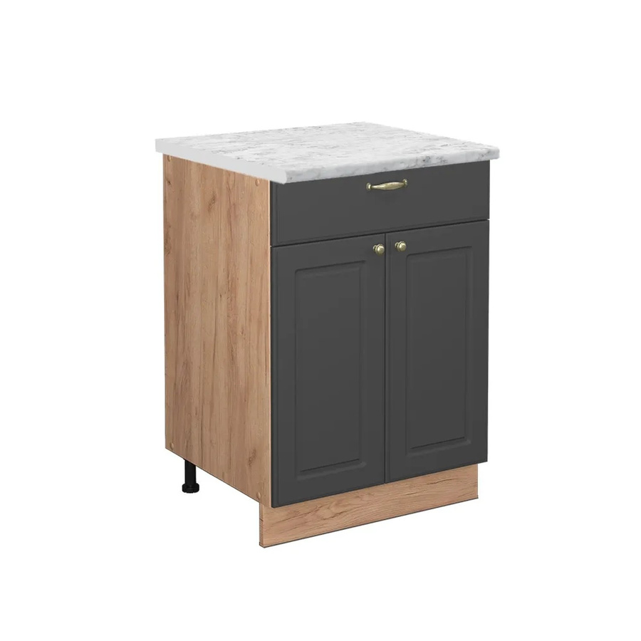 Vicco Küchenunterschrank Fame-Line in Anthrazit-Gold und Eiche mit Schublade und Türen, B/T/H: 60 x 60 x 82 cm - Bild 2