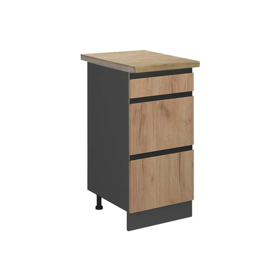 Vicco Küchenunterschrank R-Line Goldkraft in Eiche und Anthrazit mit Schubladen, Breite: 40 cm, Tiefe: 60 cm, Höhe: 81,6 cm - Bild 2