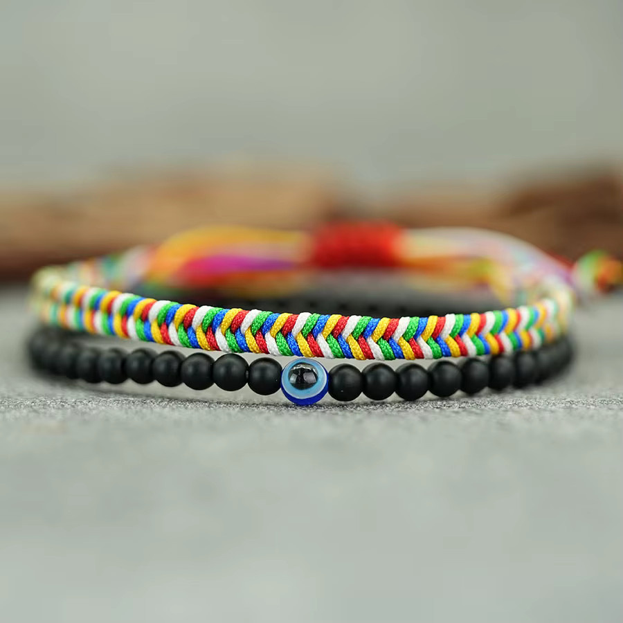 Noter Armband, geflochten, Böse Auge Stein, Bunt, Unisex - Bild 3