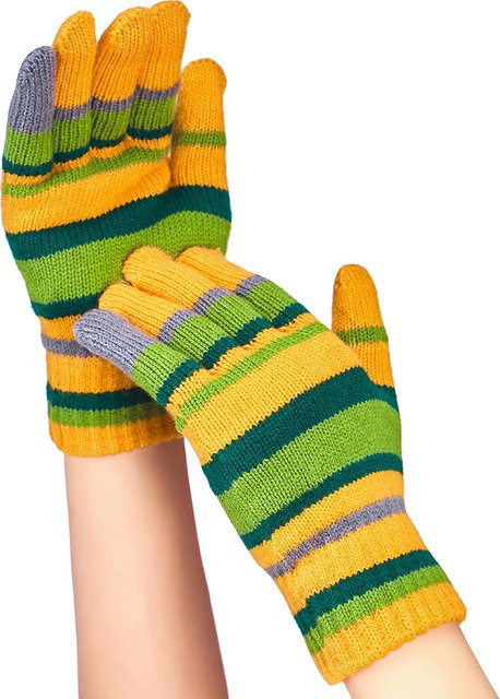 cosplaydream Coraline Gestreifte Handschuhe, Unisex, Orange und Grün, Zubehör - Bild 1