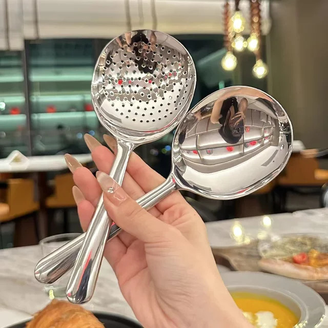 XMSJ Servierlöffel aus Edelstahl in Silber für Suppen und Reis - Bild 1