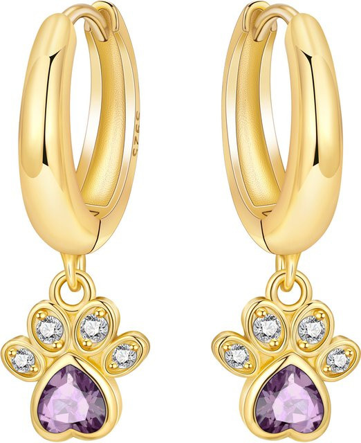 PANPOKI Ohrringe, 925 Sterling Silber, Lila Katzenpfoten, Damen - Bild 1
