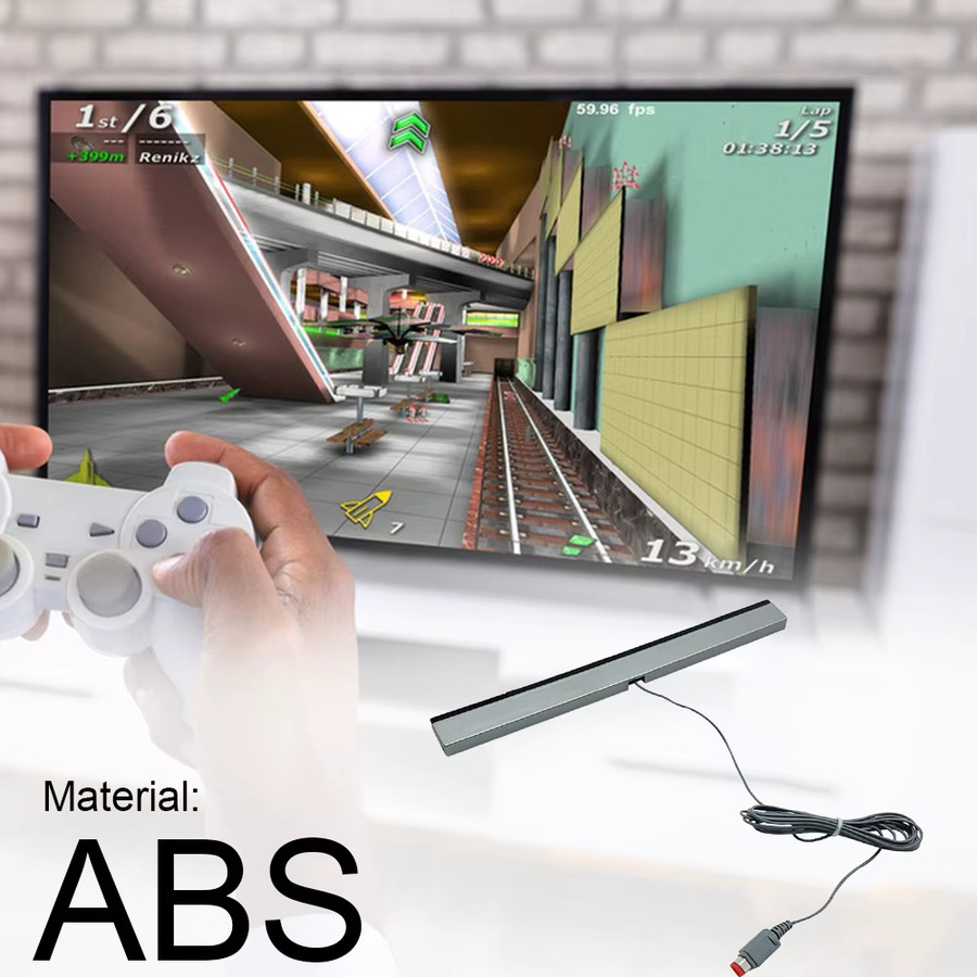 Nintendo Bewegungssensorleiste für Wii und Wii U, kabelgebundener IR-Signalstrahlleiste Ersatz, Schwarz - Bild 4
